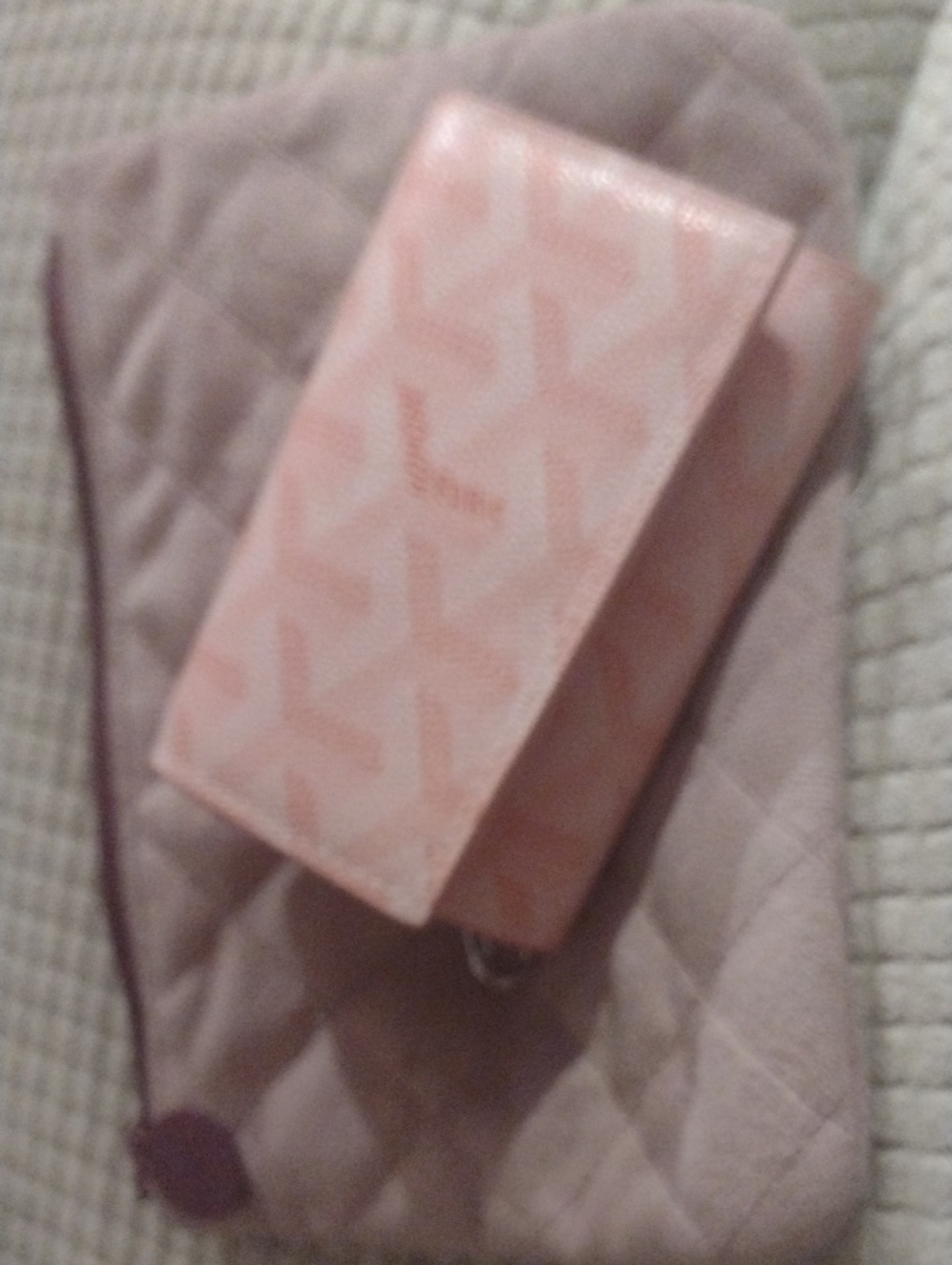 Pink Monogram Leather Keychain Wallet Brand New , Free Pink Quilted Pouch $75